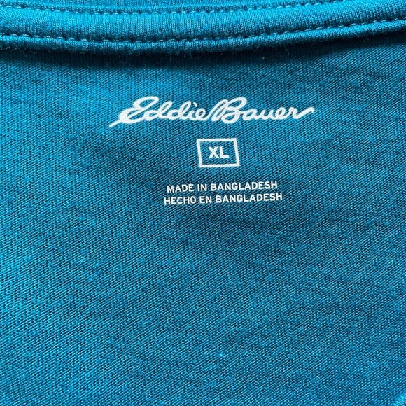 Eddie Bauer Womens Short Sleeve Soft T Shirt Tee Side Slits XL Blue u - Picture 9 of 9